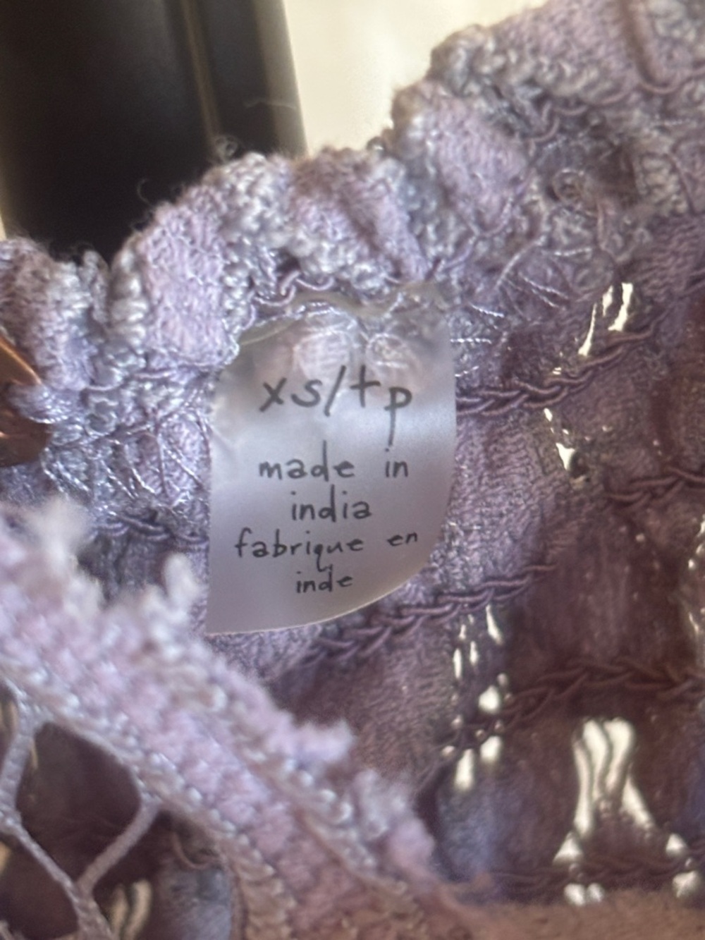 Free People Lace Slip Dress Purple Boho Crochet Mini Adella Style XS - Picture 4 of 8